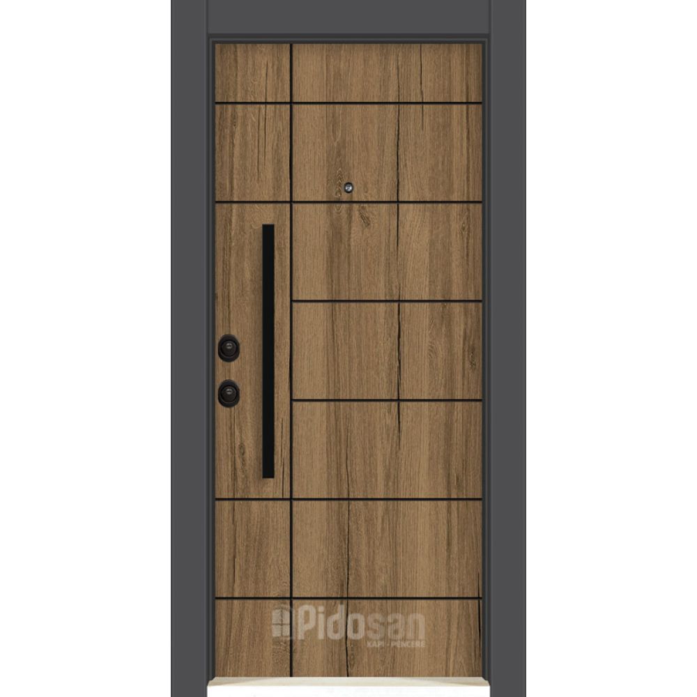 Porta blindata in acciaio con pannello decorativo